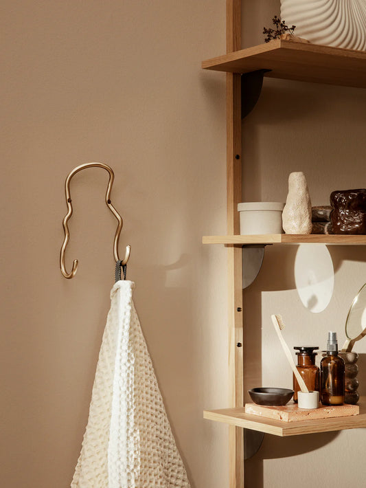 Coat rack, Curvature Double Hook, Brass