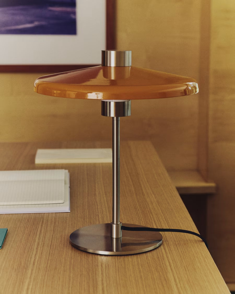 Lampada da Tavolo Nuvira Metallo, Grigio/Paralume Arancio