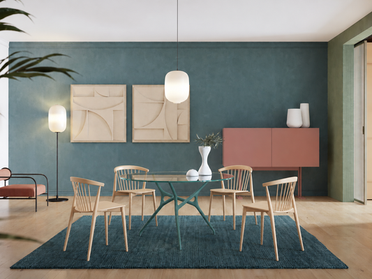 Branch Table ø130 - Glass Top and Opaque Jade Base