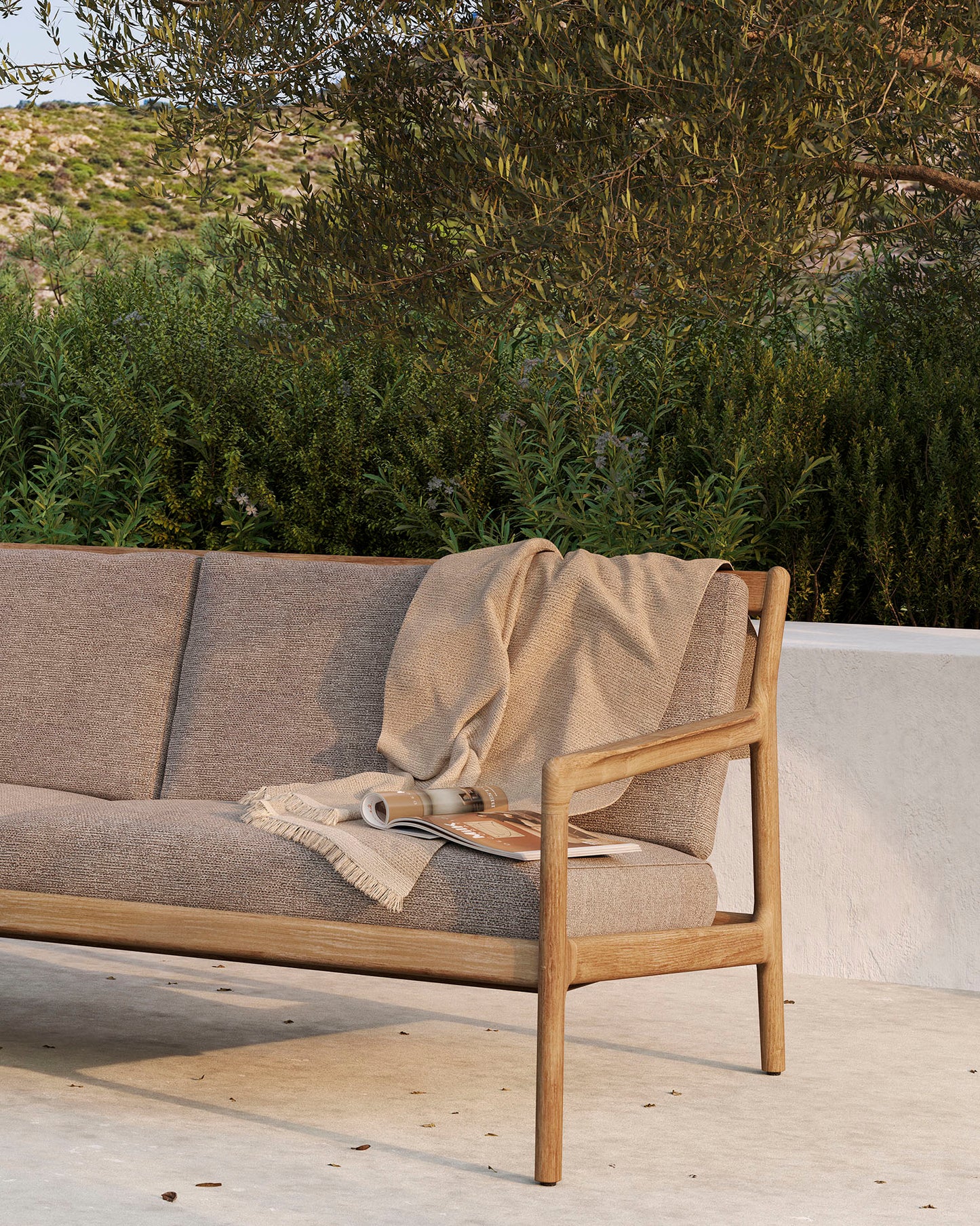 Divano Jack Outdoor 2 Posti Teak con Cuscini Mocha