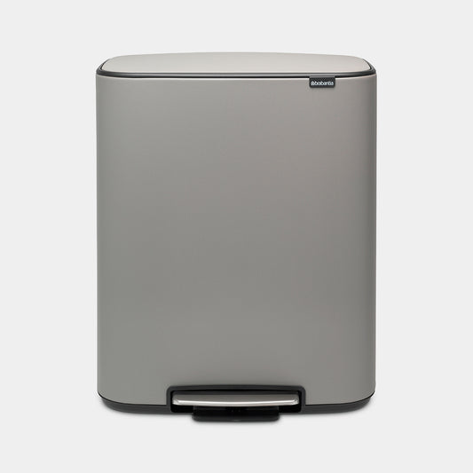 Brabantia Bo Pedal Bin 2x30L, Mineral Concrete Grey