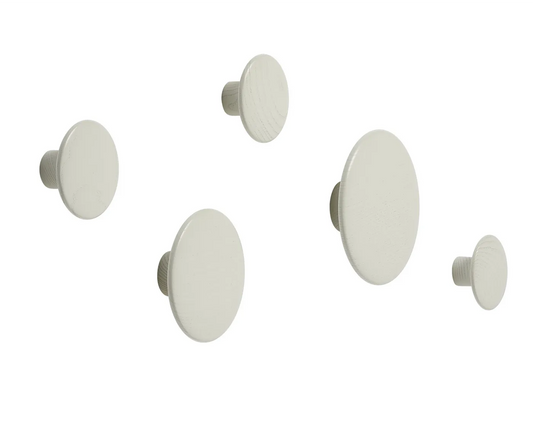 Dots Wood Coat Hooks, Set of 5, White