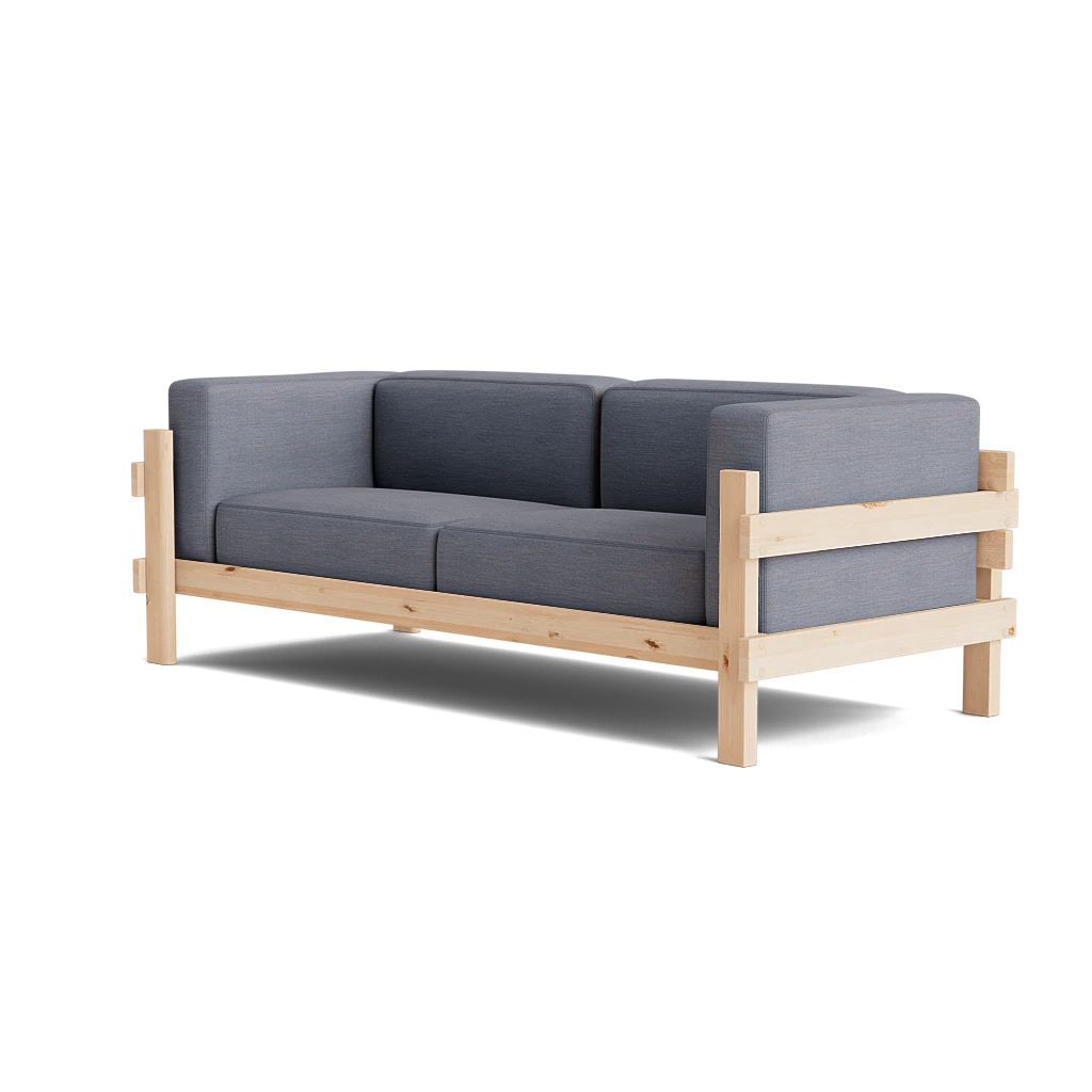 Divano Kube 3 posti, struttura pine / tess. Remix 722