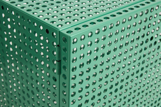Credenza Perforated Cabinet small HAY, Soft jade - dettaglio della microforatura in acciaio verniciato a polvere
