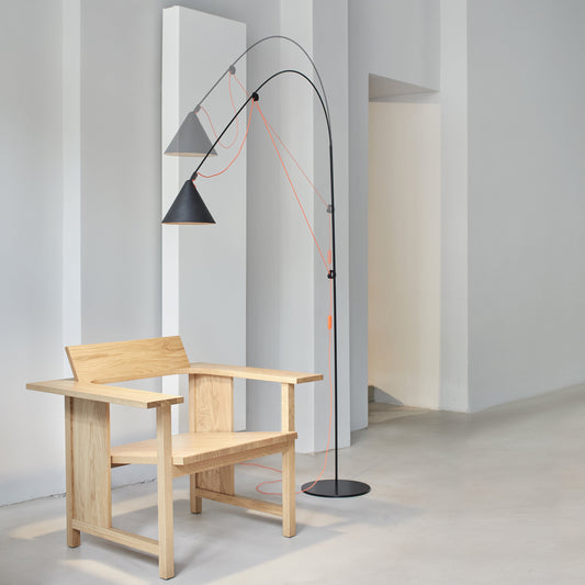 Floor Lamp, Ayno L, Black/Orange