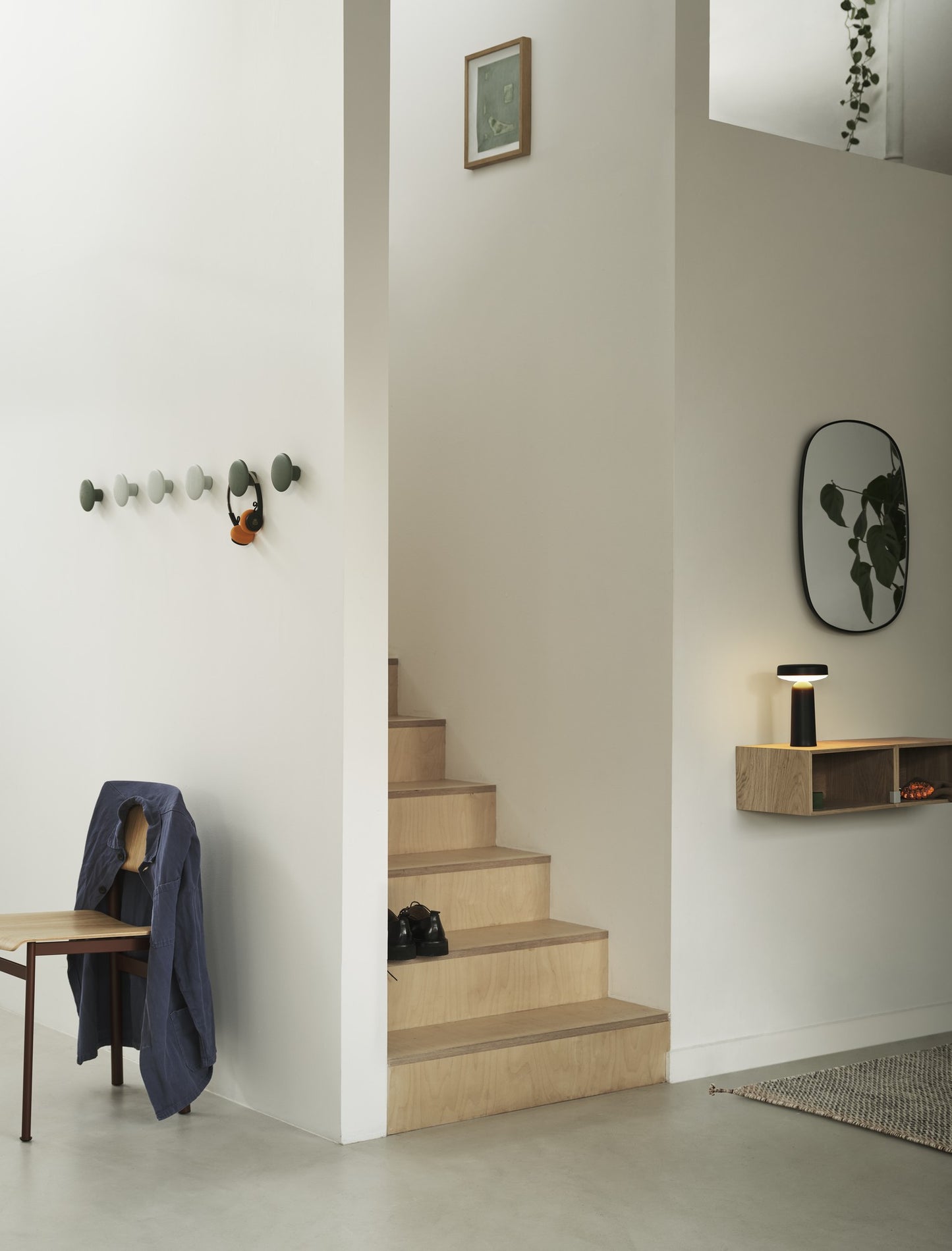 Appendiabiti da parete Dots, set di 5pz, legno