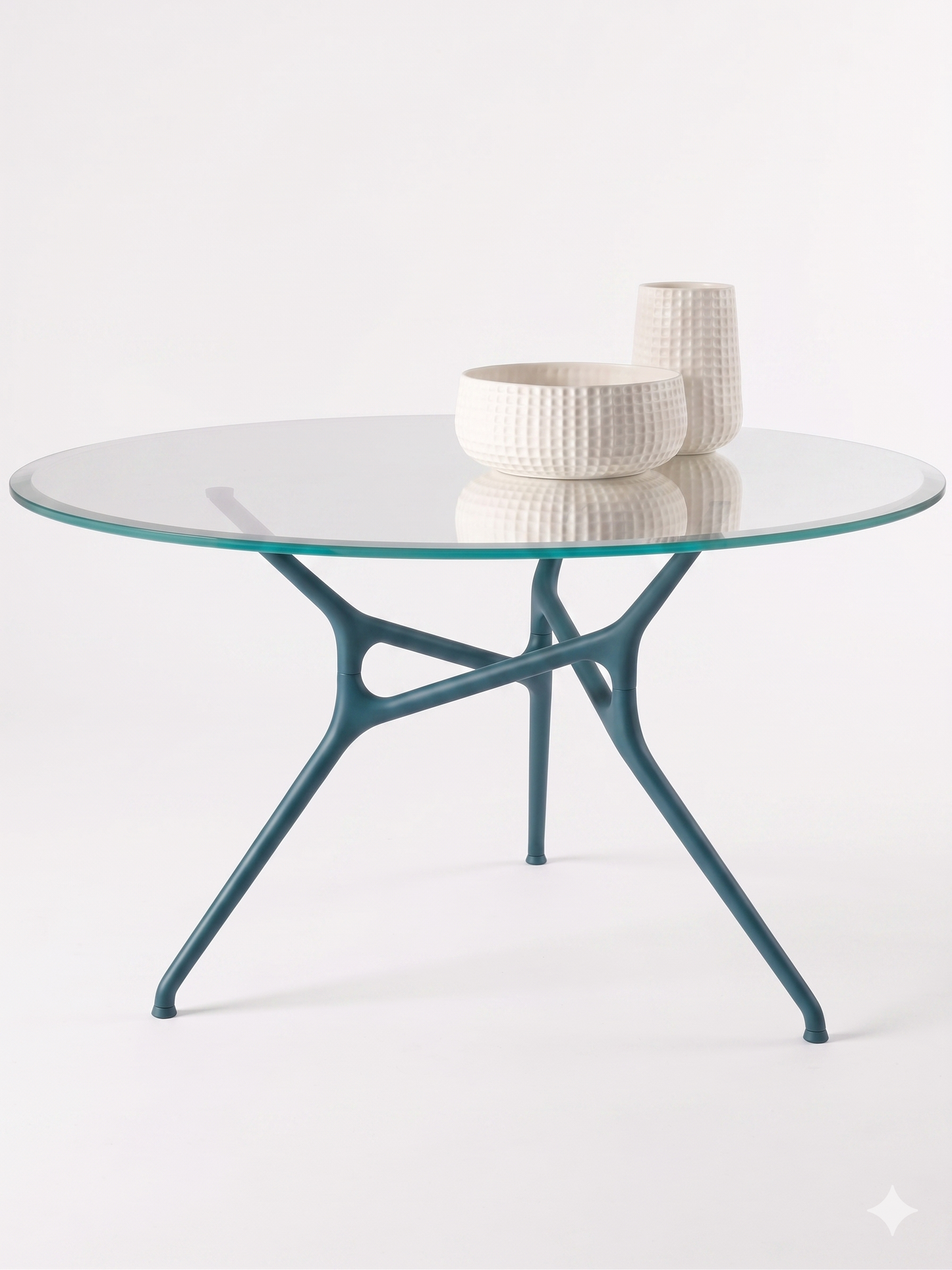 Branch Table ø130 - Glass Top and Opaque Jade Base