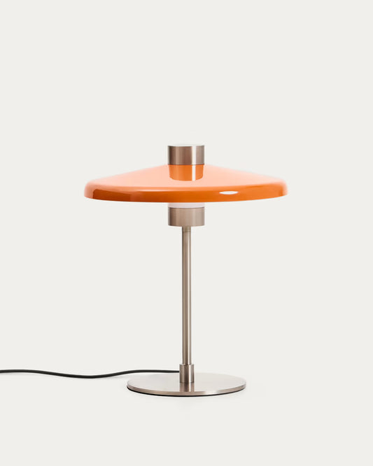 Nuvira Metal Table Lamp, Grey/Orange Lampshade
