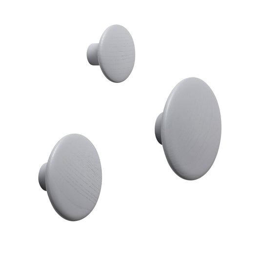 Dots Wood Coat Hooks, Set of 5, Grey