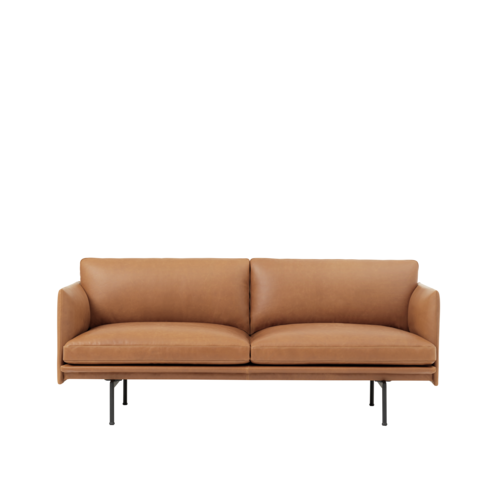 Divano Outline 2 Posti, Pelle Refine, Cognac 0250