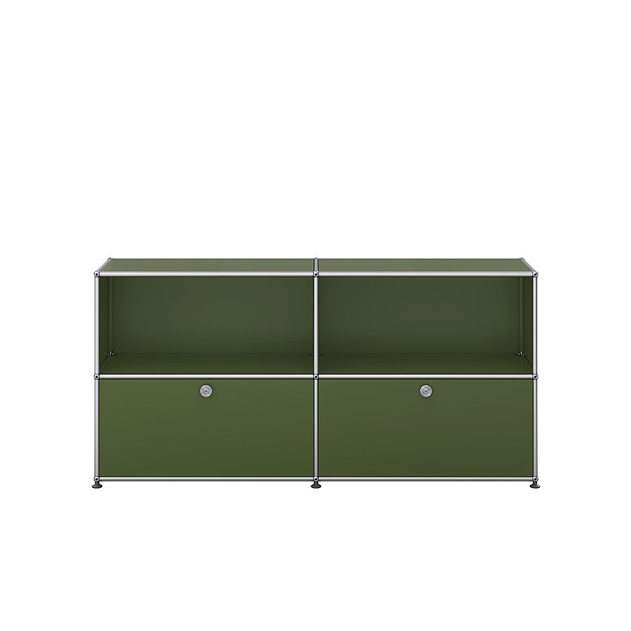 Sideboard, Sideboard QS C2, USM Haller, Pannelli in acciaio verniciato a polvere, str, Verde oliva | #color_Verde oliva