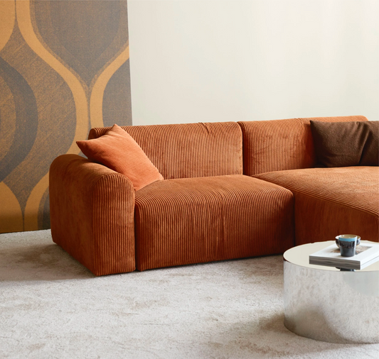 Divano, Rund, Corduroy Burnt Orange, C2L 194x152x97