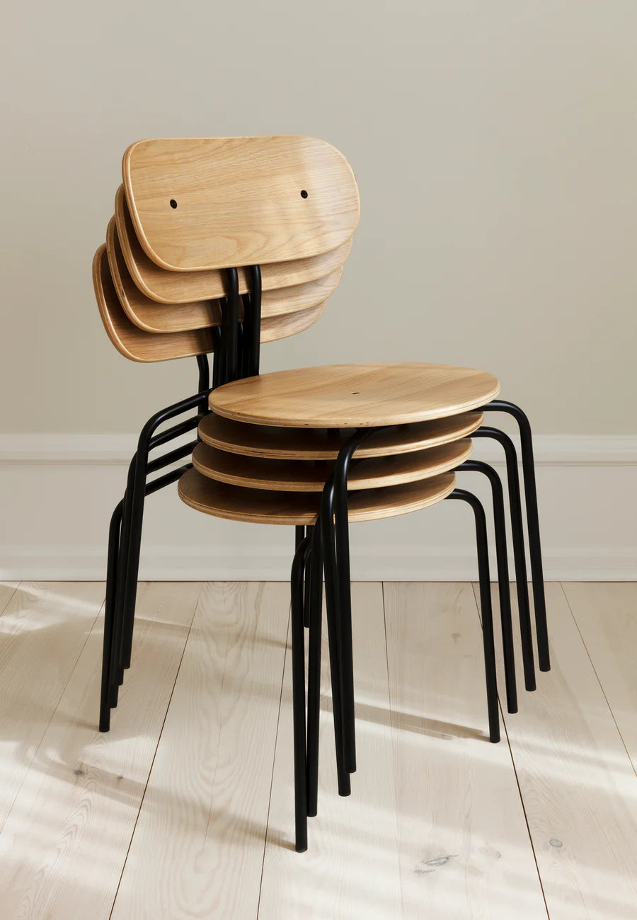 Sedia Curious, Rovere/Nero, Tessuto Mocca