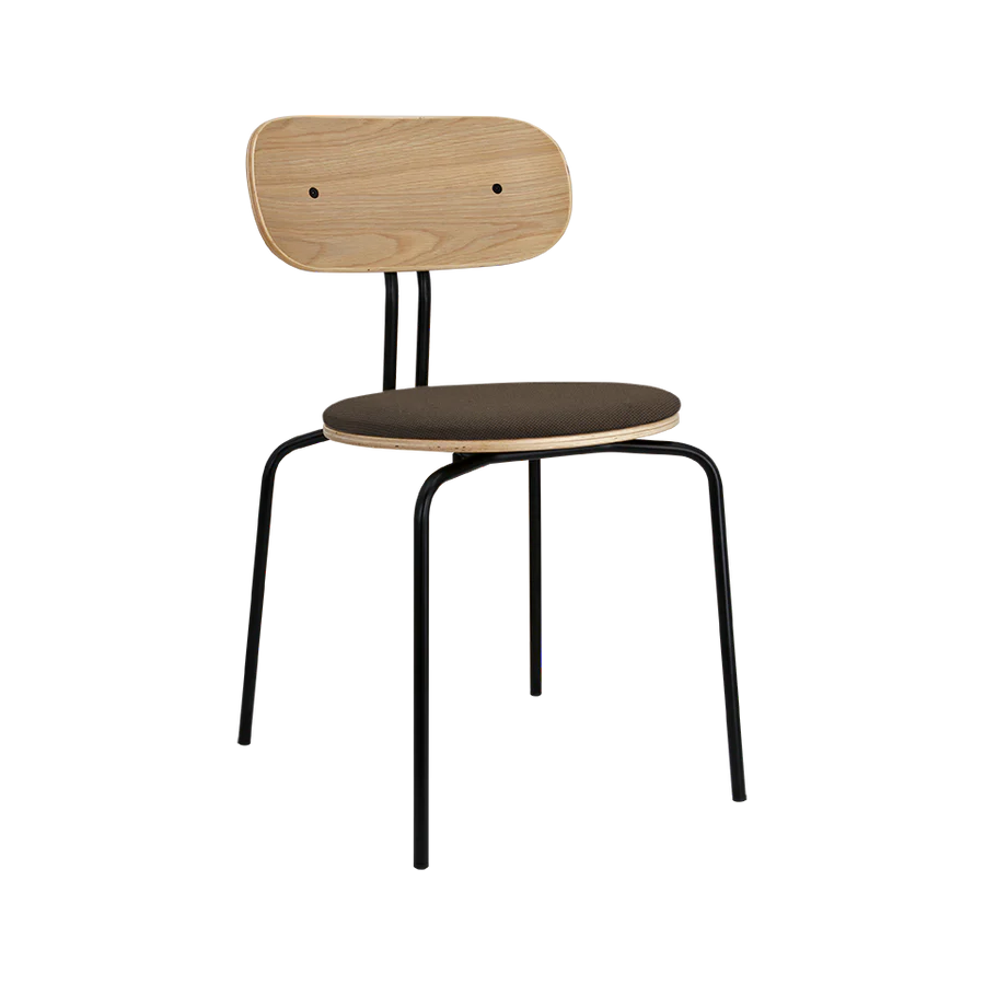 Sedia Curious, Rovere/Nero, Tessuto Mocca