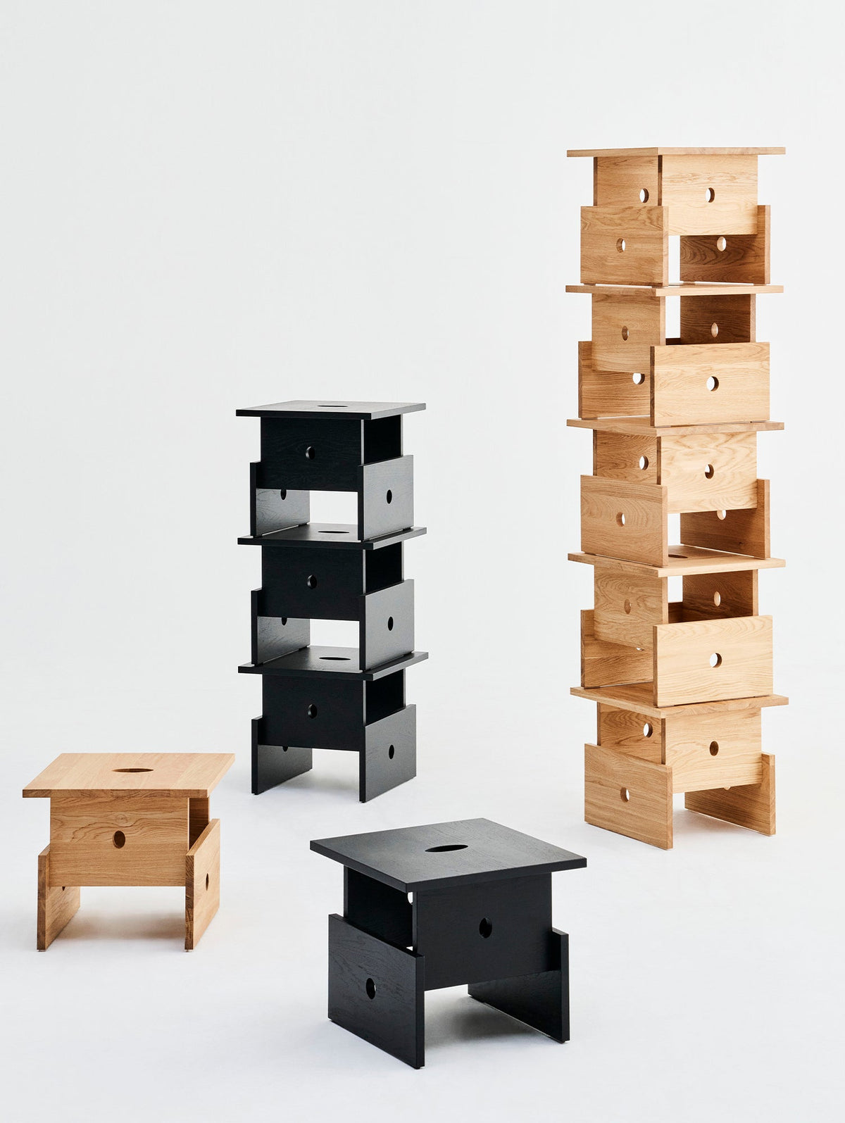 Tavolino Wood Box HAY, rovere oliato e laccato nero - composizione