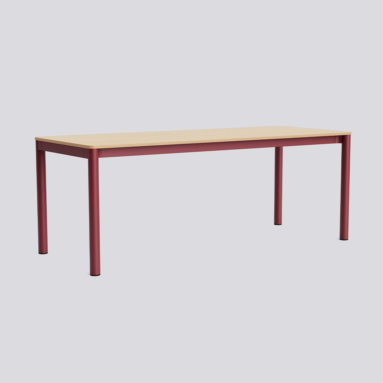 Tavolo Annex Flush 200x80, struttura rossa e piano rovere - HAY