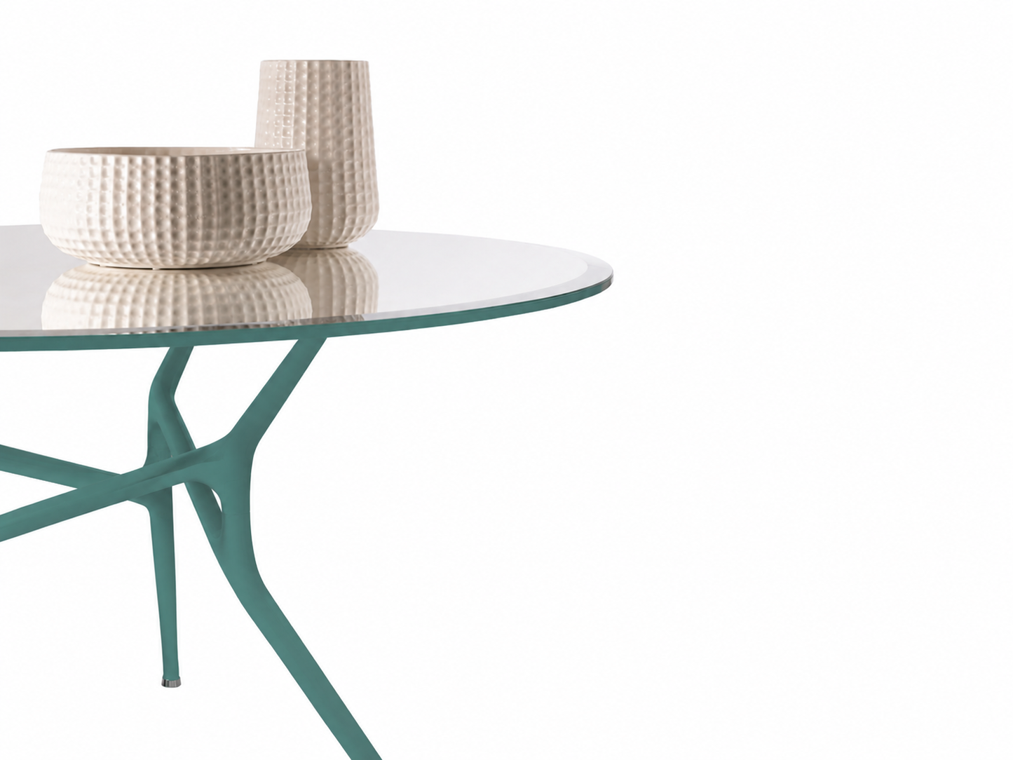 Branch Table ø130 - Glass Top and Opaque Jade Base