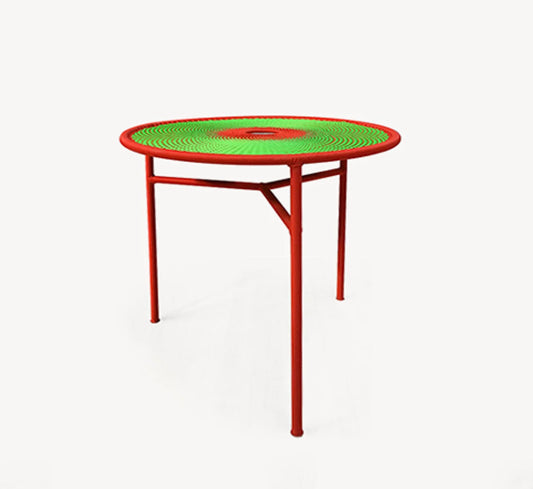 Banjooli Bistro Table, Light Green/Red, Diam.75x72H