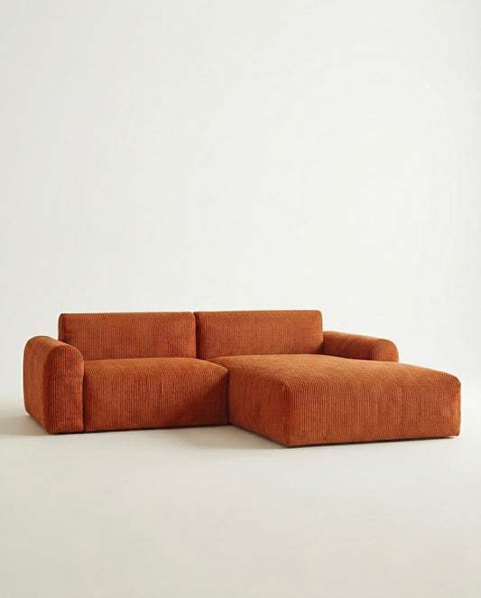 Divano, Rund, Corduroy Burnt Orange, C2L 194x152x97