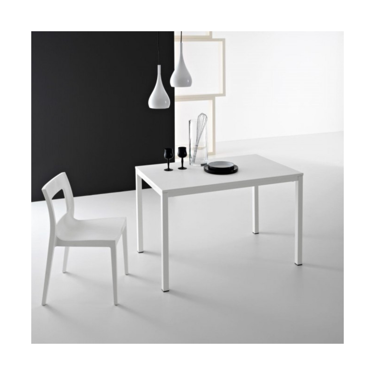 Tavolo Allungabile, Plutone, Bianco Opaco 110(160)x70